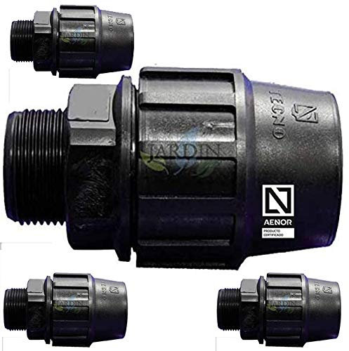 Suinga Set di 4 Raccordo a Compressione | Connettore maschio MDPE 32mm x 1'' | Connettori per tubo dell'aqua Raccordo PP PN16, nero