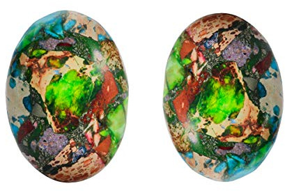 Nupuyai 2 Stk. Cabochon Edelsteine flache Steine für Schmuckherstellung DIY | Meeressediment Jaspis, Heilstein Cabochon Schmucksteine für Schmuckherstellung, Haarschmuck, Makramee Bastelperlen