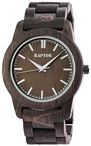 Raptor Herren-Uhr Holzuhr Natur Faltschließe Analog Quarz RA20323 (anthrazit/Ahornholz)