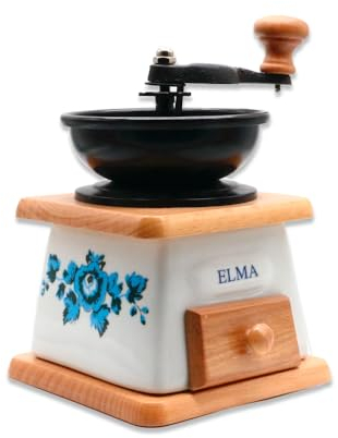 ELMA Molino de Café Decorativo, Molinillo de Cerámica Vintage Estilo Retro | Pieza Decorativa para Cocina, Salón o Cafetería | No Muele Café, 12,5 x 12,5 x 17 cm, Color Claro