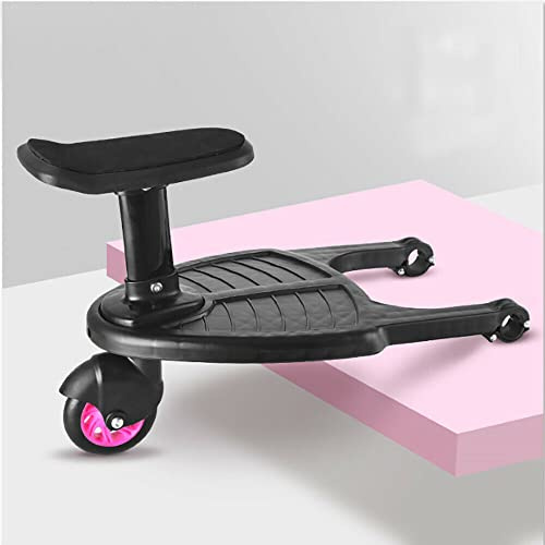 Buggy Board with Seat, SOZA Stroller Auxiliary Pedal Portable Kiddy Boards Standing Board, Second Children Sitting Seat Accessory, for 3-7 Years Old Under 25KG (Pink), 13.65''*10.14''