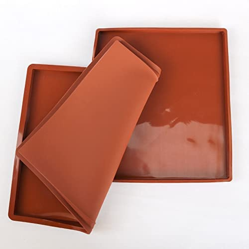 BrightDaily Silicone Baking Tray Sponge Roll Mat Rolling Mat Silicone Rolling Mat Swiss Roll Baking Mat Baking Tray for Cakes 2 Pcs Pack, 38x30x1.5 CM