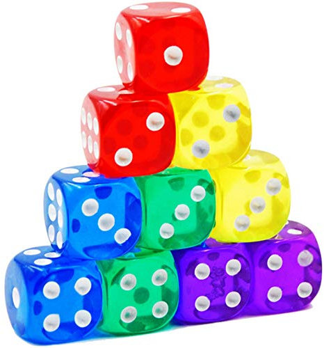 10 Stück Würfelset,Würfel Transparent 6-seitig Spielwürfel,Würfel Bunt Set Augenwürfeln Für Tischkartenspiele 16 Mm Bunt Standardwürfel,Kniffel Set?ZUFÄLLIGE Farbe?