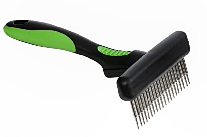 Dehner Hunde- und Katzenfellpflege, Flexibler Striegel, ca. 29.7 cm, mit ergonomischem Anti-Rutsch-Griff, Kunststoff