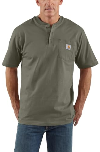 Carhartt Men's Dearborn Loose Henley T-Shirt, Dusty Olive, X-Large