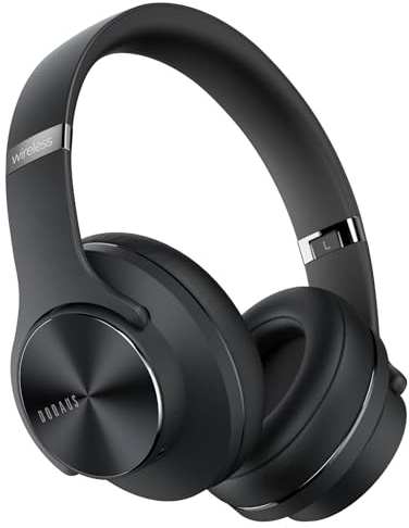 DOQAUS Bluetooth Kopfhörer Over Ear,90 Std Kopfhörer Kabellos Bluetooth mit 3 EQ-Modi HiFi Stereo Faltbare Headset mit Mikrofon weiche Ohrpolster Wireless für Handys/Reisen/Büro/Laptops/PC-Schwarz