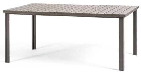 SIEDITI FUORI E DENTRO Table de Jardin rectangulaire 180x90 cm, Table extérieur en Acier Peint avec Plateau à Lattes Effet Bois en polyéthylène, idéale terrasse ou Balcon (Gris Tourterelle)