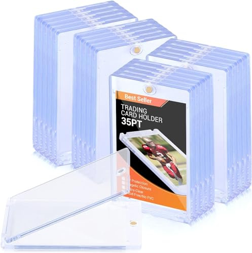 KAHEIGN 12 st samlarkort, fodral med magnet, 35 PT magnetisk korthållare plast UV-skydd kortfodral transparent kortram samlarkort, skyddande fodral för spelkort, sportkort