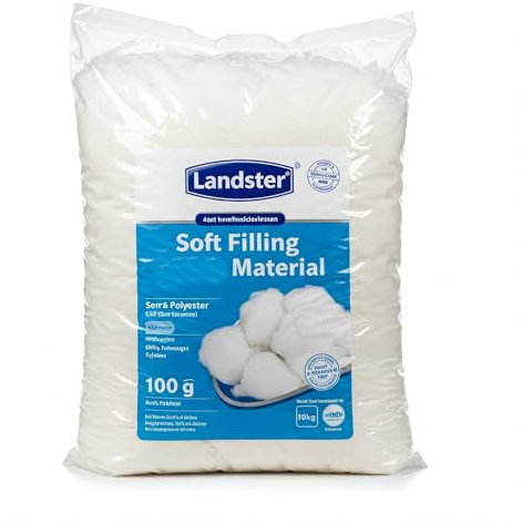 LANDSTER Watte Füllwatte Bastelwatte Kissenfüllung Stopfwatte Füllmaterial hochflauschig waschbar 95 Grad Weiß 100Gram
