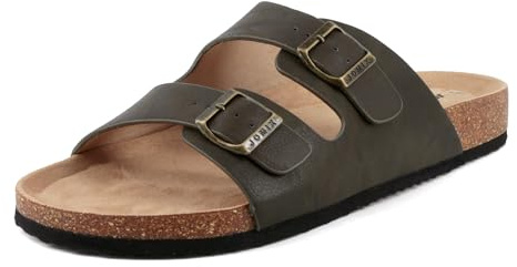 JOMIX Sandali Estivi da Uomo Pantofole Basse Eleganti e Confortevoli Ciabatte da Spiaggia Cuoio di Suola Sughero SU2434 Verde 44