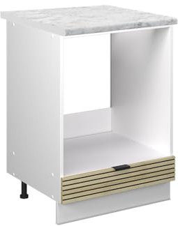 Vicco Herdumbauschrank Fame-Line, Herdschrank, Eiche Paneel, 60 cm, AP Marmor