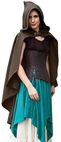Chiffon-Umhänge für Abendkleider, Damen, modisch, lässig, Retro, Mittelalter, Halloween, Kapuzenumhang, Mantel, Rollenspiel, Hexe, Kapuzenumhang, Schals und Schals, braun, One size