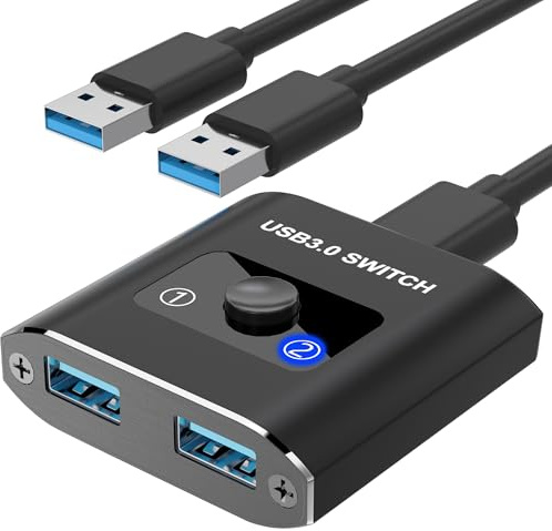 USB Switch, Bi-Direktionaler USB Switch 2 in 1 out (1 in 2 out) KVM-Switch, Gemeinsame Nutzung von 1 Geräten zwischen 2 Computern für Drucker, für PC, Drucker, Scanner, Tastatur