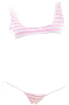 SNOMYRS kvinnor sexig topp och trosor set fin japansk anime cosplay underkläder Lolita Kawaii mikrobikini randiga trosor kostym, ROSA, Die Einheitsgröße