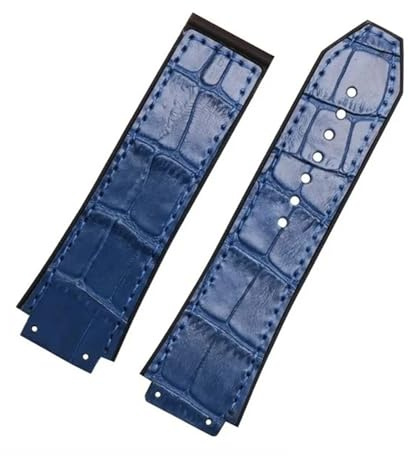 TVKSIPAR Uhrenarmband 19 mm x 25 mm, Lederarmband, passend for Hublot Series Business, 22 mm Verschluss, Damen-Gummi-Sportarmband(Blue-no buckle)