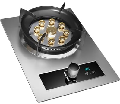Cuisinière À Gaz, Bureau Timable Et Cuisinière À Double Usage Intégrée, Cuisinière À Gaz À Feu Féroce À 9 Cavités Avec Colliers De Serrage 7,2 KW NG/GPL, For Camping En Plein Air Et Maison(NG)