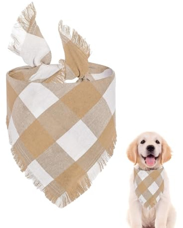 Rutig hundhalsduk, rutig bandana för hundar, triangulär vattenabsorberande husdjurshalsduk, dekorativ hundhalsduk, tvättbara bandanas för husdjur