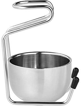 UPSTORE Set 2 in 1 con supporto per barba in acciaio inox con supporto per rasatura, set di pennelli da barba, spazzola per rasoio, ciotola, strumento per la cura e la pulizia della barba