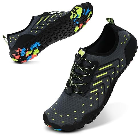 Water Shoes for Women Men Quick-Dry Barefoot Shoes Breathable Aqua Socks for Swim Beach River Pool Lake Hiking Surfing Kayaking, A3 - Grey, 14.5 Women/13.5 Men