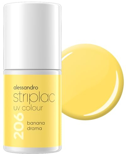 alessandro Striplac UV-Nagellack Banana Drama - Deckend & Kratzfest bis zu 15 Tage - Leichtes Auftragen - Schonende Abziehtechnologie - Vegan - Gelb, 6,5ml