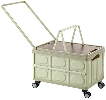 Gaxcent Carrello da Giardino Carretto A Mano Pieghevole Trasporto Campeggio Multifunzionale su Ruote Copertura Tavolo capacità di Carico 35Kg,Verde