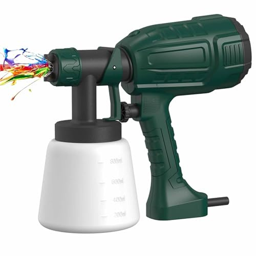 Handheld Electric Paint Sprayer - 800ml Removable Cup, 3 Spray Modes And Adjustable Flow Control, Uniform Coverage of Walls, Ceilings, Furniture, Wood, Metal for DIY,Green