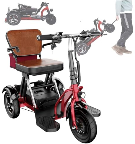 LYGBDSS Lyxig elektrisk hjul mobilitetsskoter hopfällbar mobilitetsskoter lätt resa mobilitetsskoter med laddare och korg för äldre vuxna handikappade äldre springer framåt, 8AH