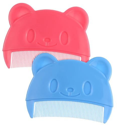 HONMEET 2pcs Fine Tooth Comb for Newborns and Portable Bear-shaped Cradle Cap Removal Comb with Gentle Scalp Massage Compact Travel Hairbrush in Blue and Pink