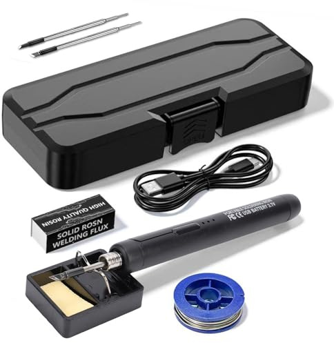 Cordless Soldering Iron, Portable USB Rechargeable Soldering Kit with 3 Tips Adjustable Temperature Pen for Electronics Repair, Hobbyists, Beginners