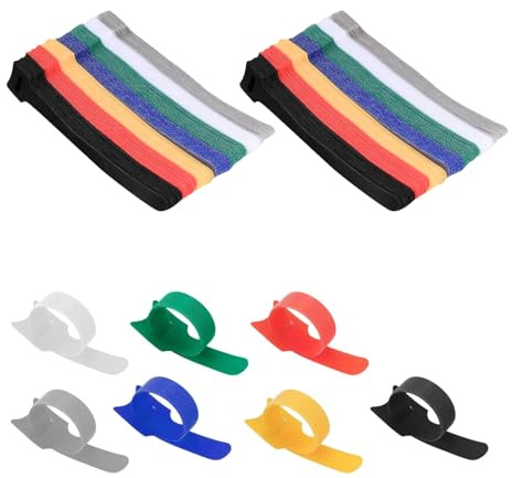 70 Pezzi Fascette Cavi Riutilizzabili, Nylon Fascette Elettricista Cinturino con Hook e Loop, Fermacavi Organizzatore per Gestione Cavi di Casa, Ufficio e Scrivania, 7 Colori per Codifica