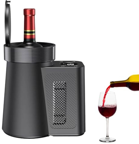 Enfriador de vino inteligente para vino tinto, vinoteca individual con luz LED y pantalla digital, control de temperatura de 2-20 °C, ideal para apartamentos, villas(Black)