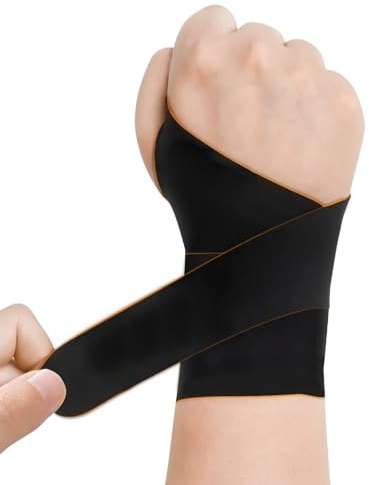 GAZIL Ultra Tunn 1,2mm Handledsstöd vänster, Karpaltunnel Handledsskydd med Silikonmassagepunkter, Andningsbar Spandex Stabiliserare (Svart/Orange)