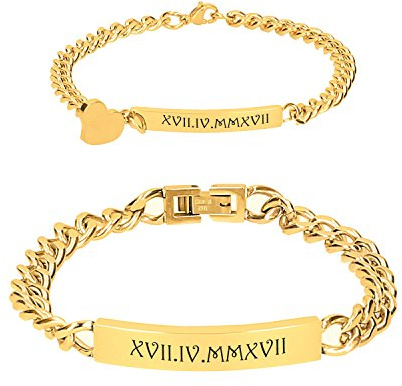 aplusashop ID Edelstahl Armbänder mit Gravur nach Wunsch Partnerarmbänder Nr.3 mit Box NEU