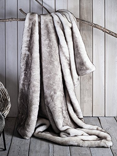 Luxus Kunstfell Überwurf Decke Super Weiche Oversized Dick Warm afghanischen wendbar auf Plüsch Samt in hellbraun grau Wolf, cremefarben Mink oder Blush Chinchilla, White Tipped, 60Wx70L
