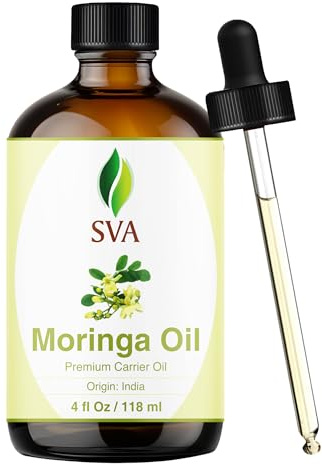 SVA Organics Moringa öl Organisches 100% reines und natürliches Trägeröl Authentisches und hochwertiges Öl für Hautpflege, Haarpflege, Aromatherapie und Massage, 3,99 Fl Oz (1er Pack)