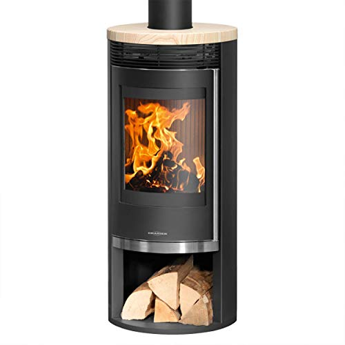 Oranier 5793 42 Rota 2.0 Kaminofen Stahl Schwarz mit Sandstein-Abdeckplatte/A+