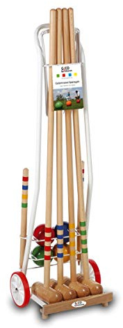 GICO Croquet Gioco Croquet di qualità in Legno di faggio per 4 Giocatori Adulti con Carrello in Metallo. Divertimento all’ Aperto per Tutta la Famiglia. Prodotto in EU-3124