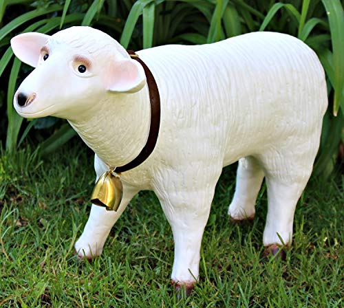 RAKSO Deko Garten Figur Dekofigur Gartenfigur Tierfigur weißes Schaf stehend aus Kunststoff Höhe 36 cm