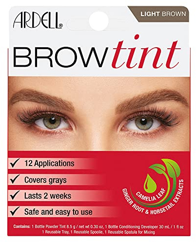 Ardell Brow Tint LIGHT BROWN - Ardell kit Tintura per sopracciglia fai da te. Colore CASTANO CHIARO. Tinta per sopracciglia di qualità, permanente, facile da usare, sopracciglia piene
