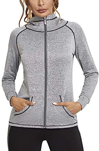 Sykooria Sykooria Felpa Donna Con Cappuccio E Zip Leggera Giacca Sportiva Fitness Traspirante Sweatshirt A Manica Lunga felpe con cappuccio Donna