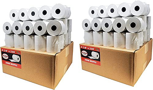 BuyRegisterRolls (100 Rolls - 2 Cases) 3 1/8 x 230 (53 GSM Paper Thickness) BPA Free Premium A Grade POS Thermal Receipt Printer Paper