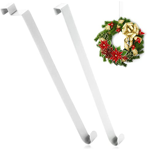 com-four® 2x Türhaken aus Edelstahl - 26 cm Haken für Türkränze und Dekoration - Aufhänger für Türen innen und außen - Kleiderhaken zum Einhängen