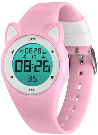 BEN NEVIS Barnklocka, tonårsklocka för barn, pojke, digital sport fitness tracker, med larm/kronograf, vattentät, present för pojkar, flickor 5–15 år, 10 - rosa, rem