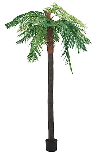 vidaXL Artificial Phoenix Palm Indoor Outdoor Home Office Floral Decor Artificial Potted Faux Fake Plant Houseplant with Pot 305 cm Green
