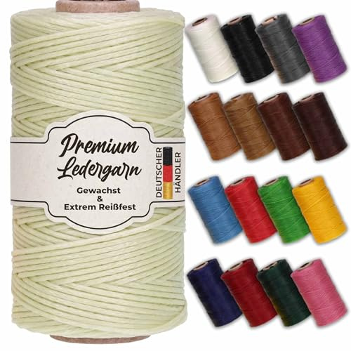 Premium gewachster Lederfaden – Extra reißfestes Sattlergarn für Lederarbeiten, Nähen & DIY – Gleichmäßige Wachsbeschichtung – beige