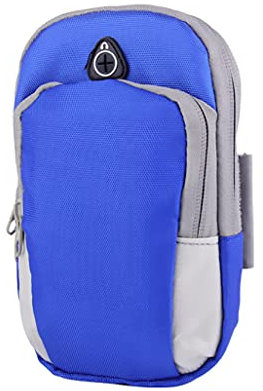 Borsa Sportiva, Tasca da Braccia, Doppia Strati di Tasca per Porta Cellulare, Chiavi, Portafoglio, per Smartphone fino 6,4 Pollici, Adatto per Fitness, Corsa, Jogging, Ciclism (Blu)