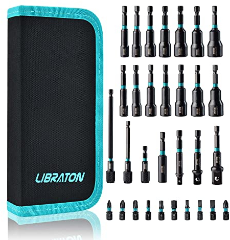 Libraton Driver Dado Magnetico, Punte per Trapano a Percussione 1/4, Autista Dadi Metrico e SAE, Punte per Cacciavite, Adattatori per Bussole a Impatto, Supporto per Bit, Estensioni a Sgancio Rapido