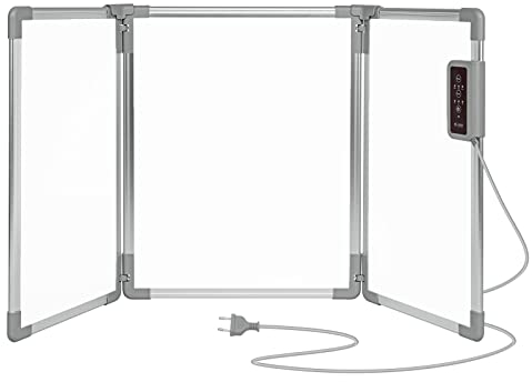 Mi-Heat Pannello riscaldante pieghevole in alluminio, 53 x 108 cm, riscaldamento da scrivania a infrarossi, 350 W fino a 80 °C, per ufficio, casa, ufficio, posto di lavoro, casse