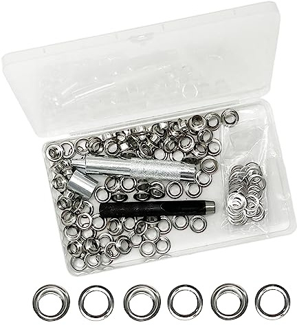 Grommet Werkzeug Kit 8 mm (1/3 Zoll) Ösen Set 100Pcs mit Ösenzange Ösenwerkzeug Set für Plane