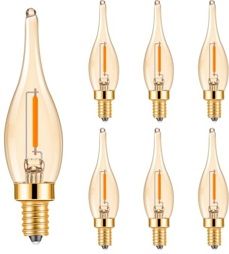 Hcnew E14 LED Glühbirne Kerze Retro, 0.7w Ersetzt 7 Watt 2200K Ultra Warm | Vintage Filament Lampe kerzenlampen C22, 50 lumen Kandelaber Kronleuchter Salzlampe Nachtlicht,220V-240V,6er-Pack